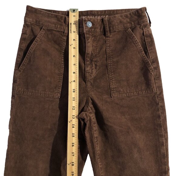 American Eagle Outfitters Pants Womens 8 Brown Corduroy Super Hi-Rise Flare - Picture 5 of 12